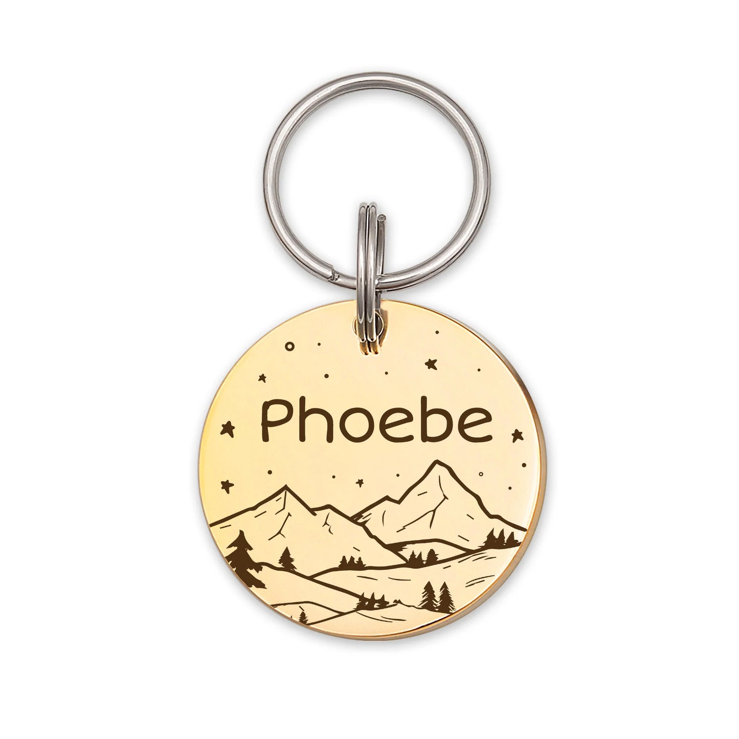 Round Mountain View Night Sky Pet ID Dog Tag