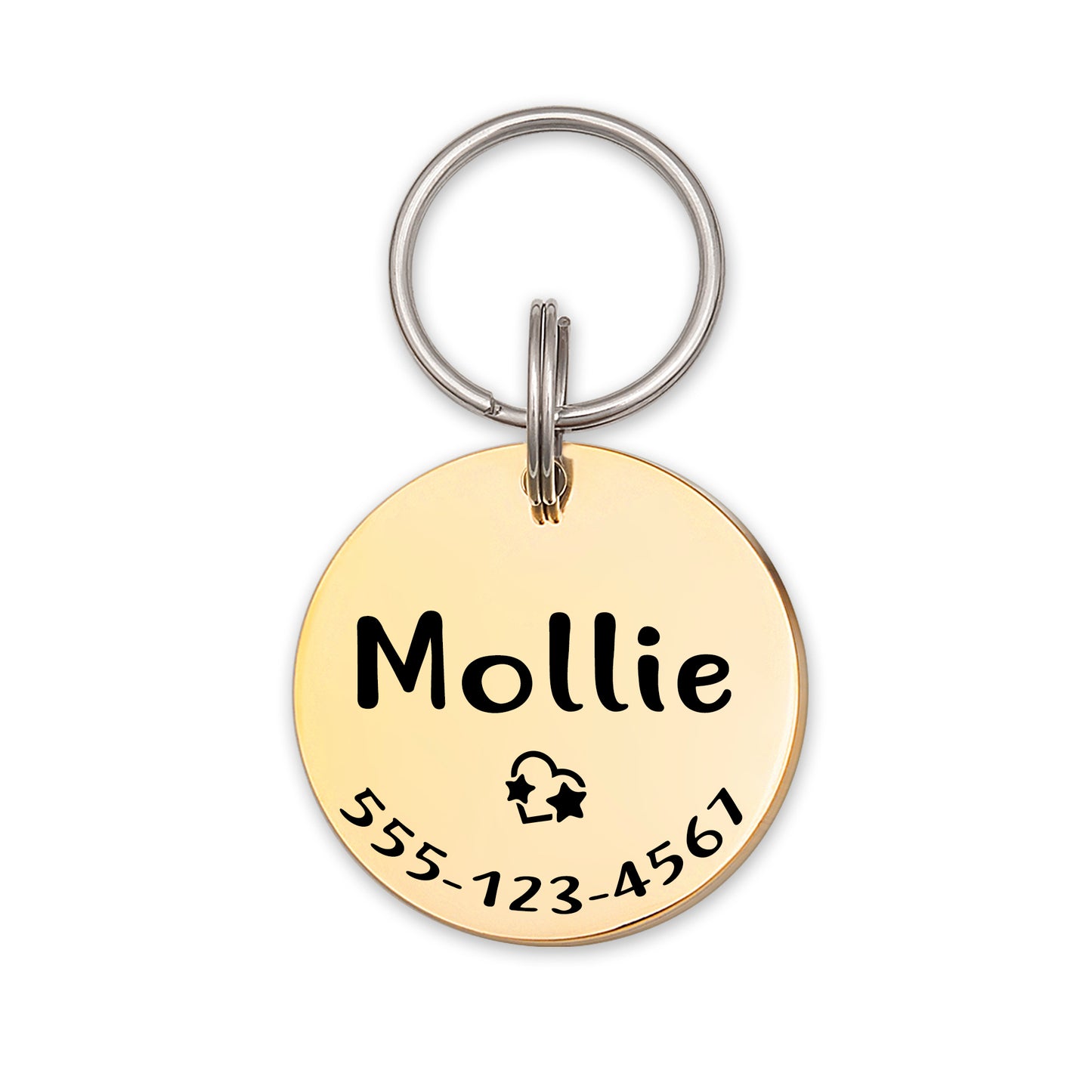 Round Name, Icon, & Number Pet ID Dog Tag