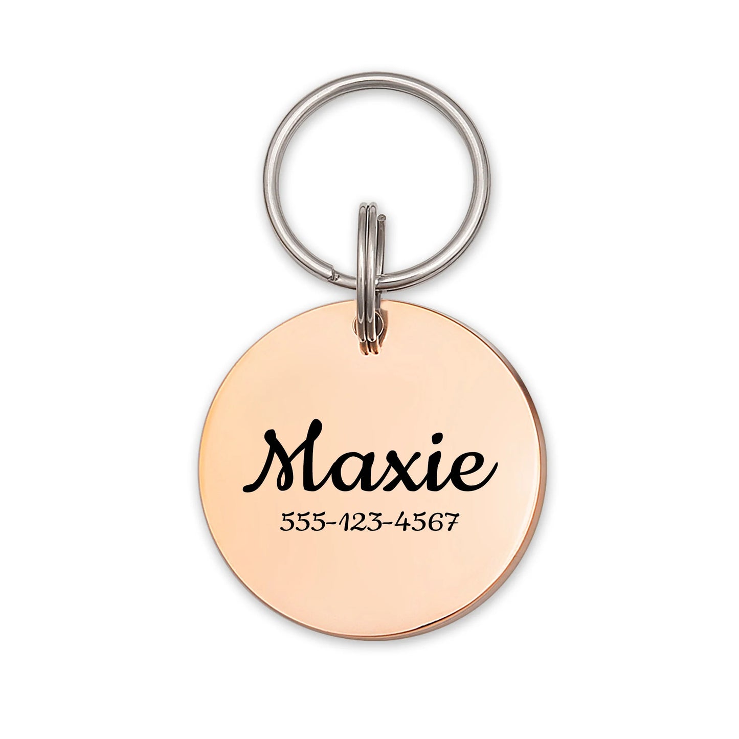 Round Name and Number Pet ID Dog Tag