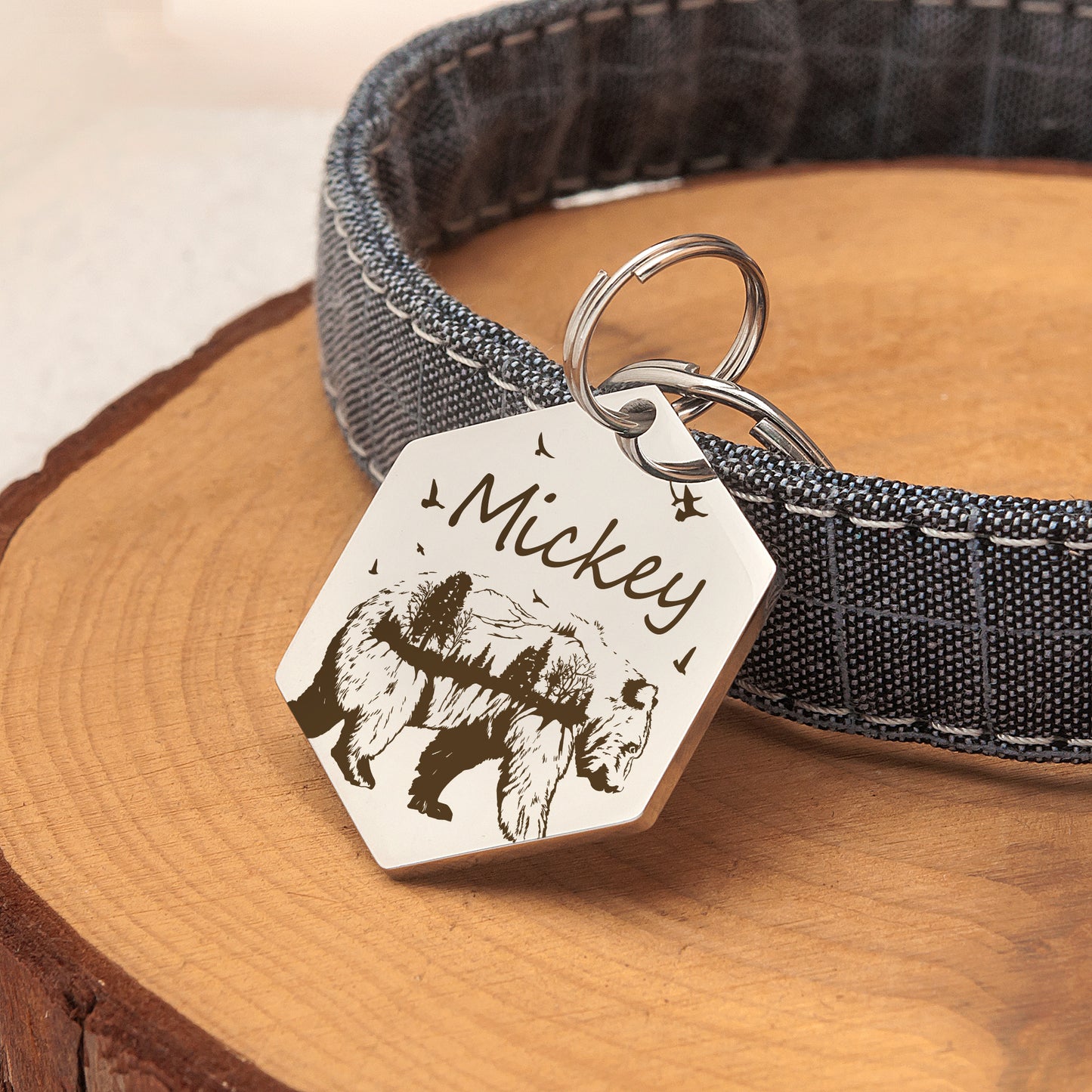 Bear and Woods Hexagon Pet ID Tag