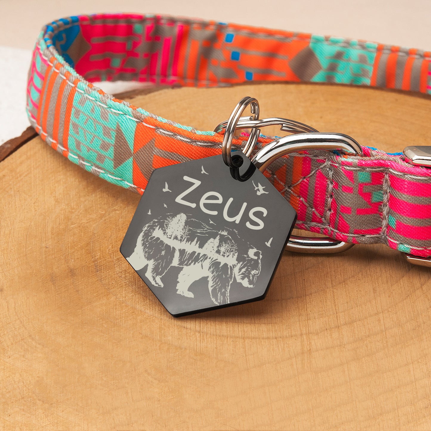 Bear and Woods Hexagon Pet ID Tag
