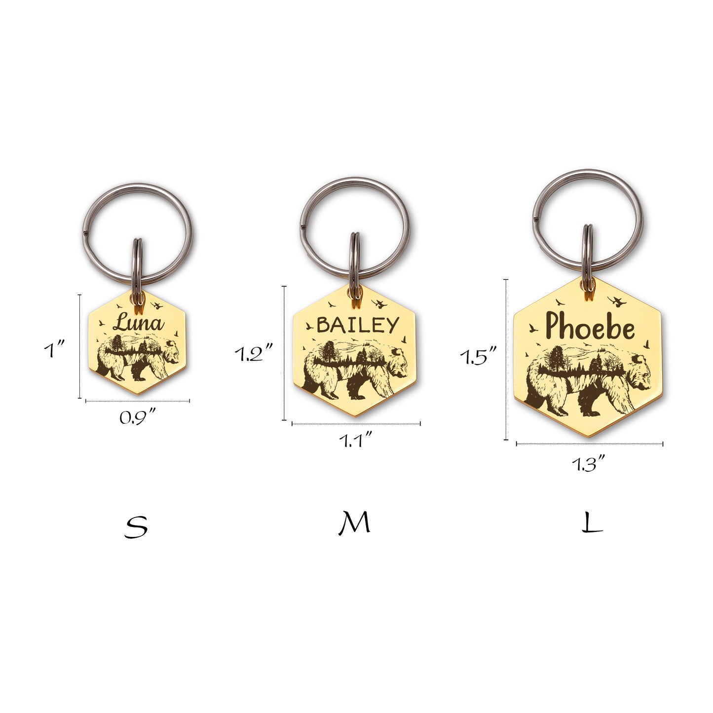 Bear and Woods Hexagon Pet ID Tag