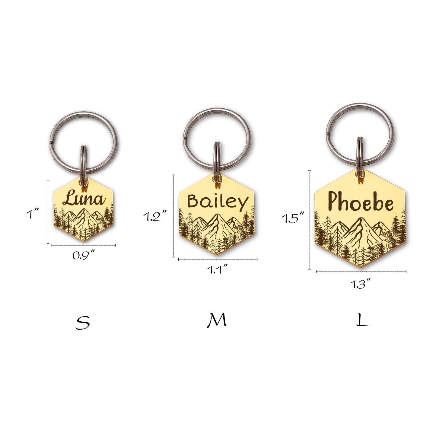 Mountain View Hexagon Pet ID Dog Tag
