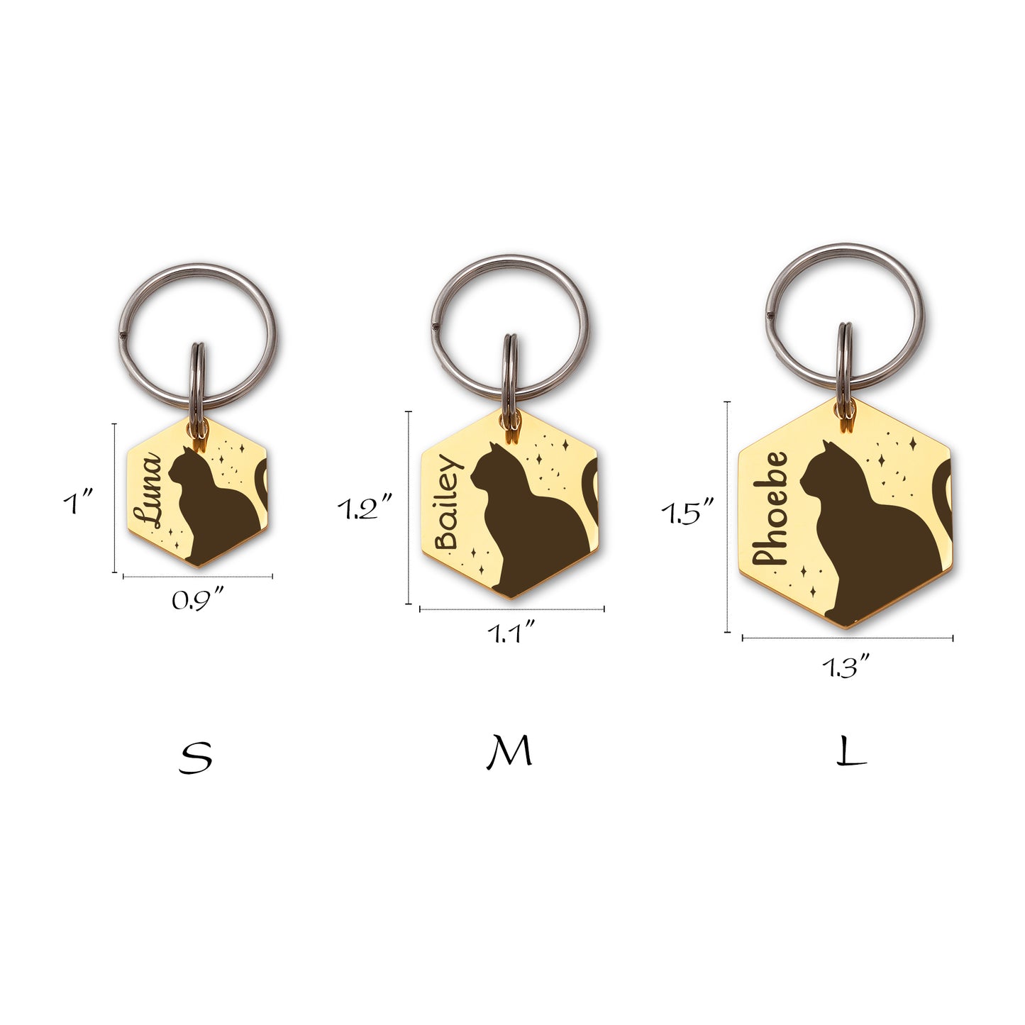 Cat Outline Hexagon Pet ID Tag