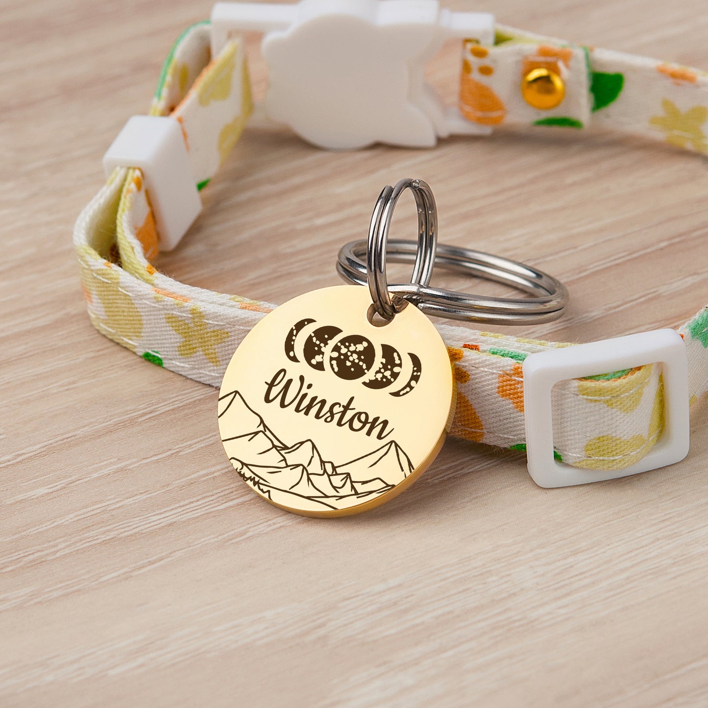 Round Moon Phase Pet ID Tag