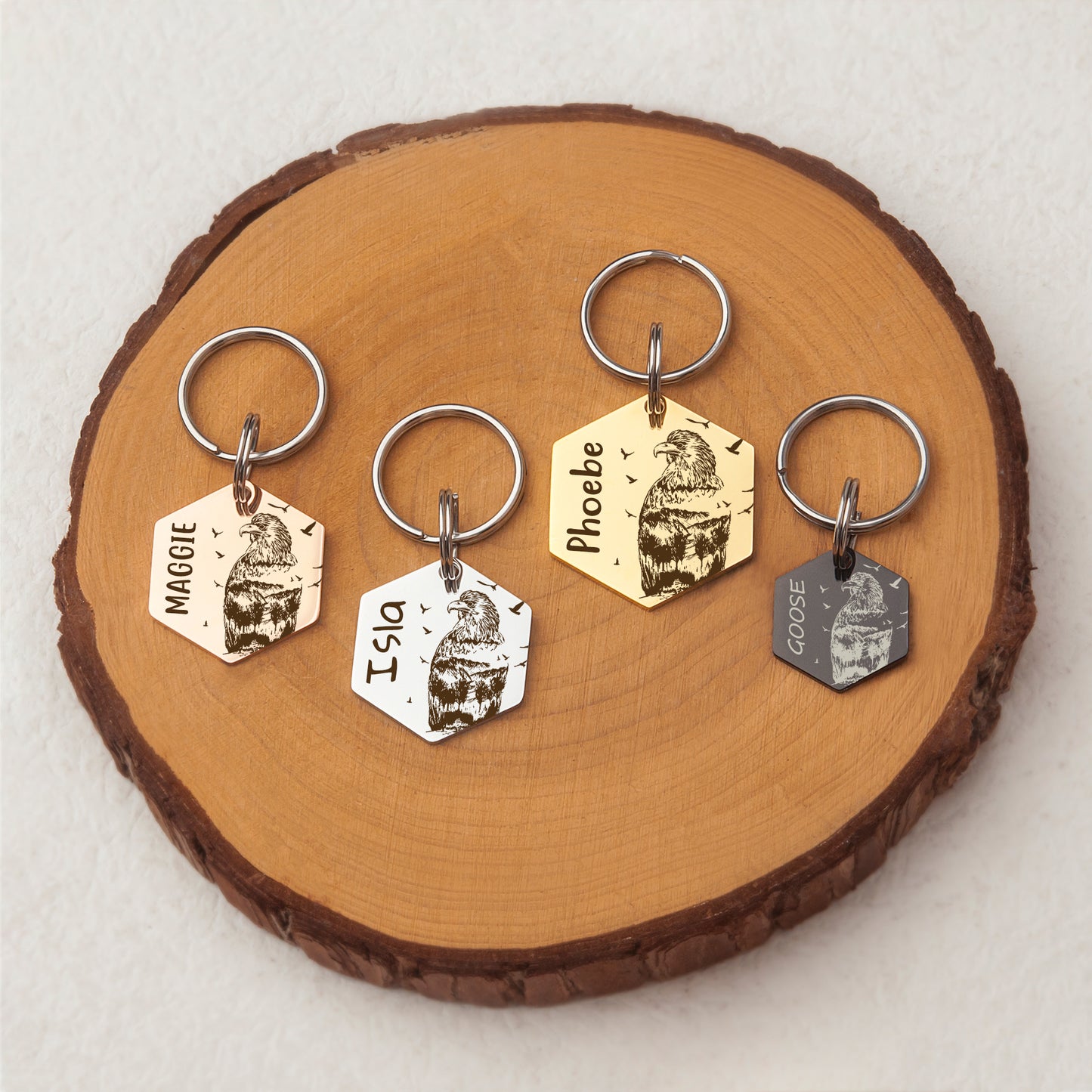 Eagle Forest Hexagon Pet ID Dog Tag