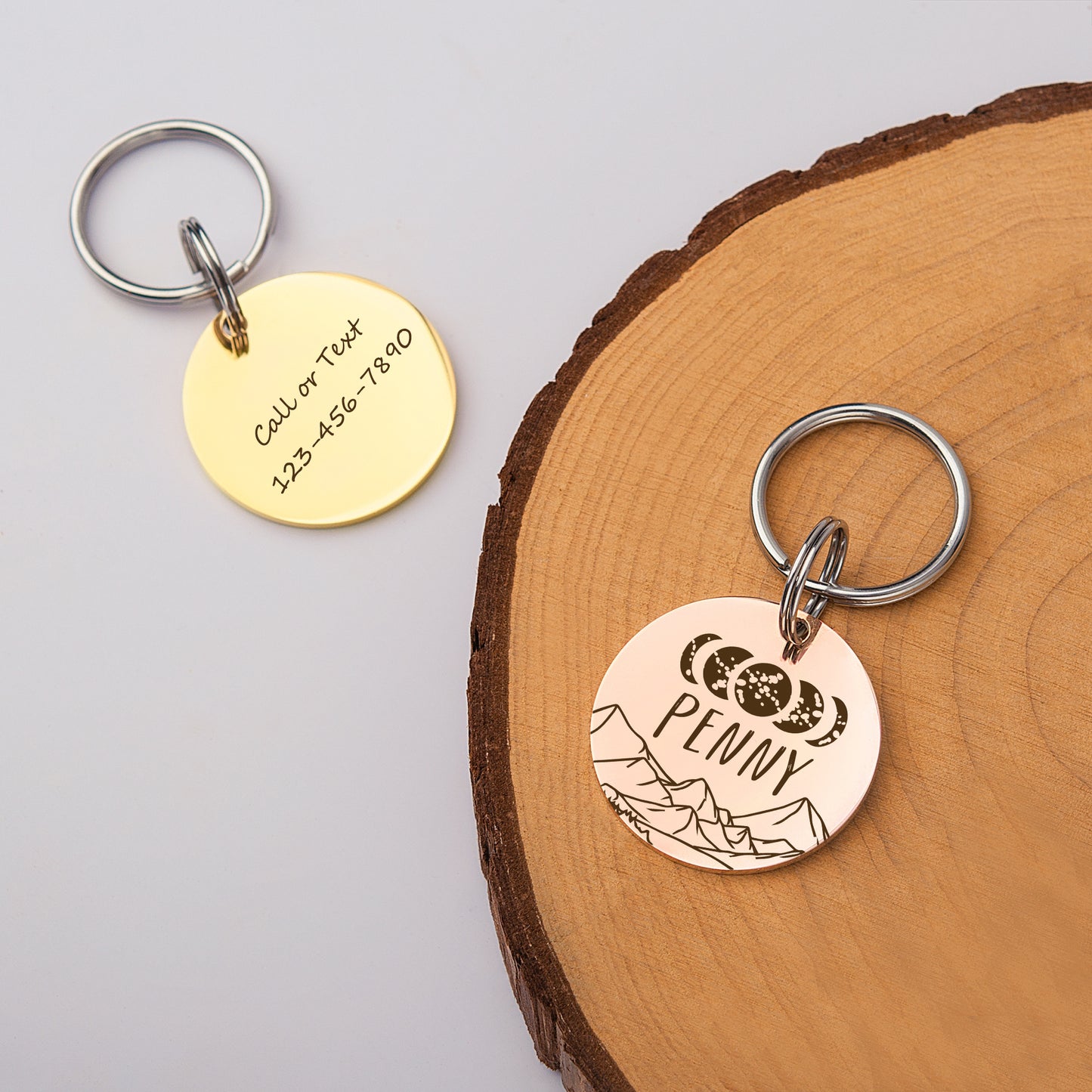 Round Moon Phase Pet ID Tag