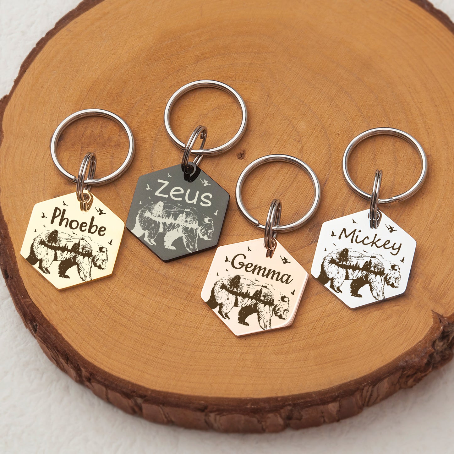 Bear and Woods Hexagon Pet ID Tag