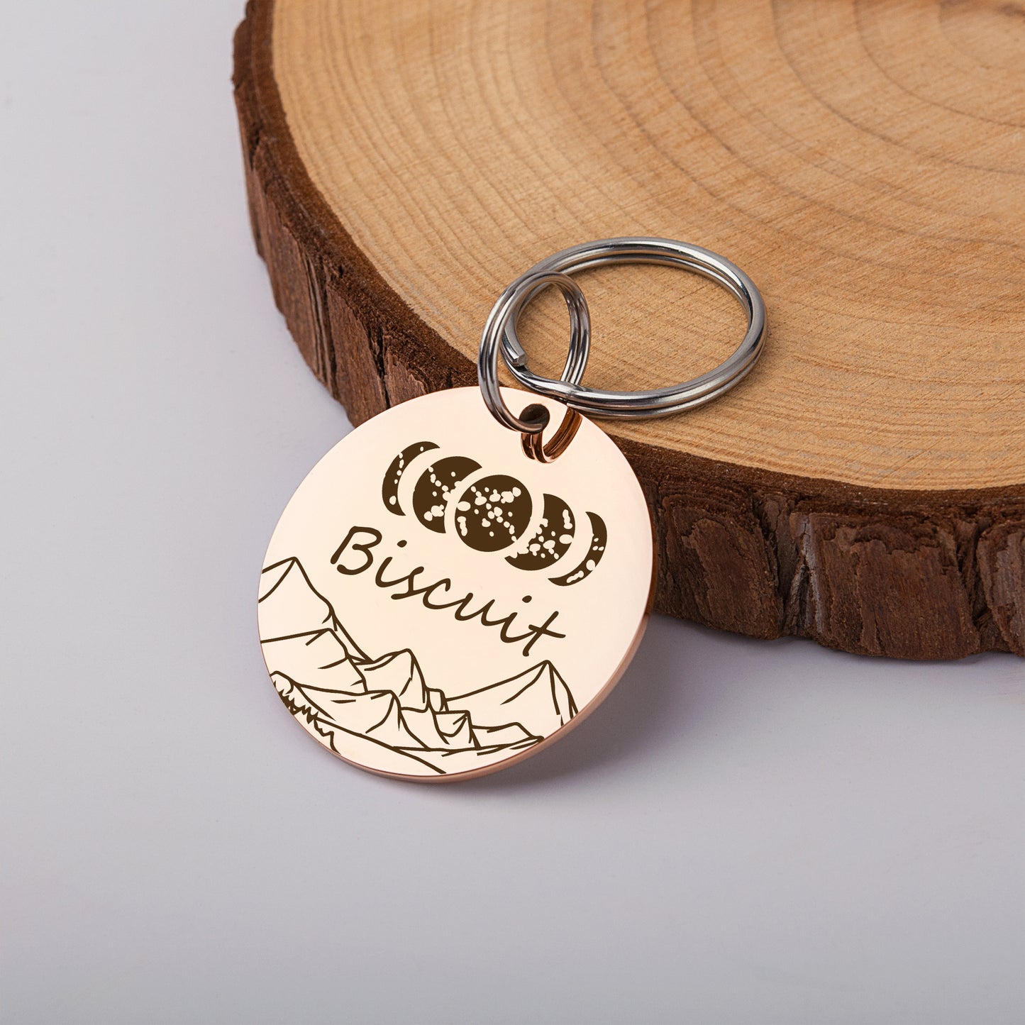 Round Moon Phase Pet ID Tag