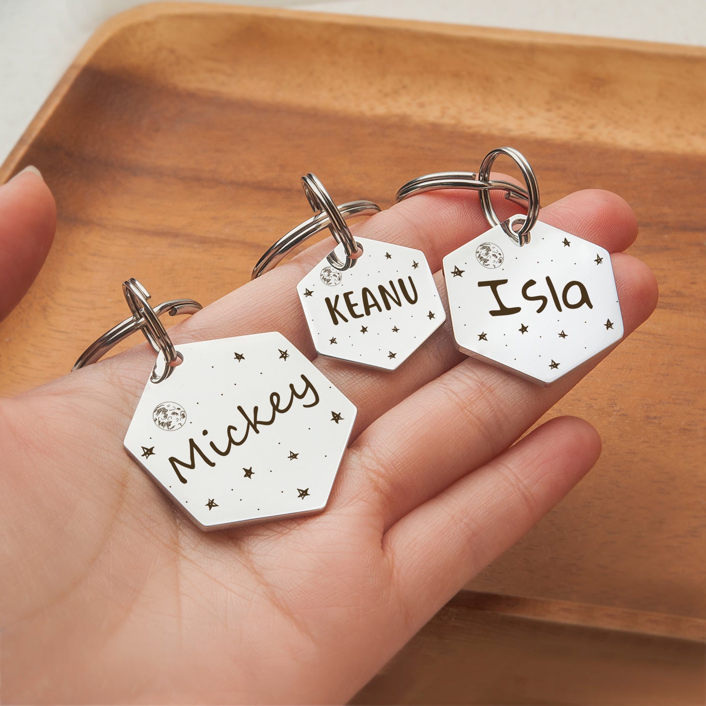 Space Hexagon Shaped Pet ID Dog Tag