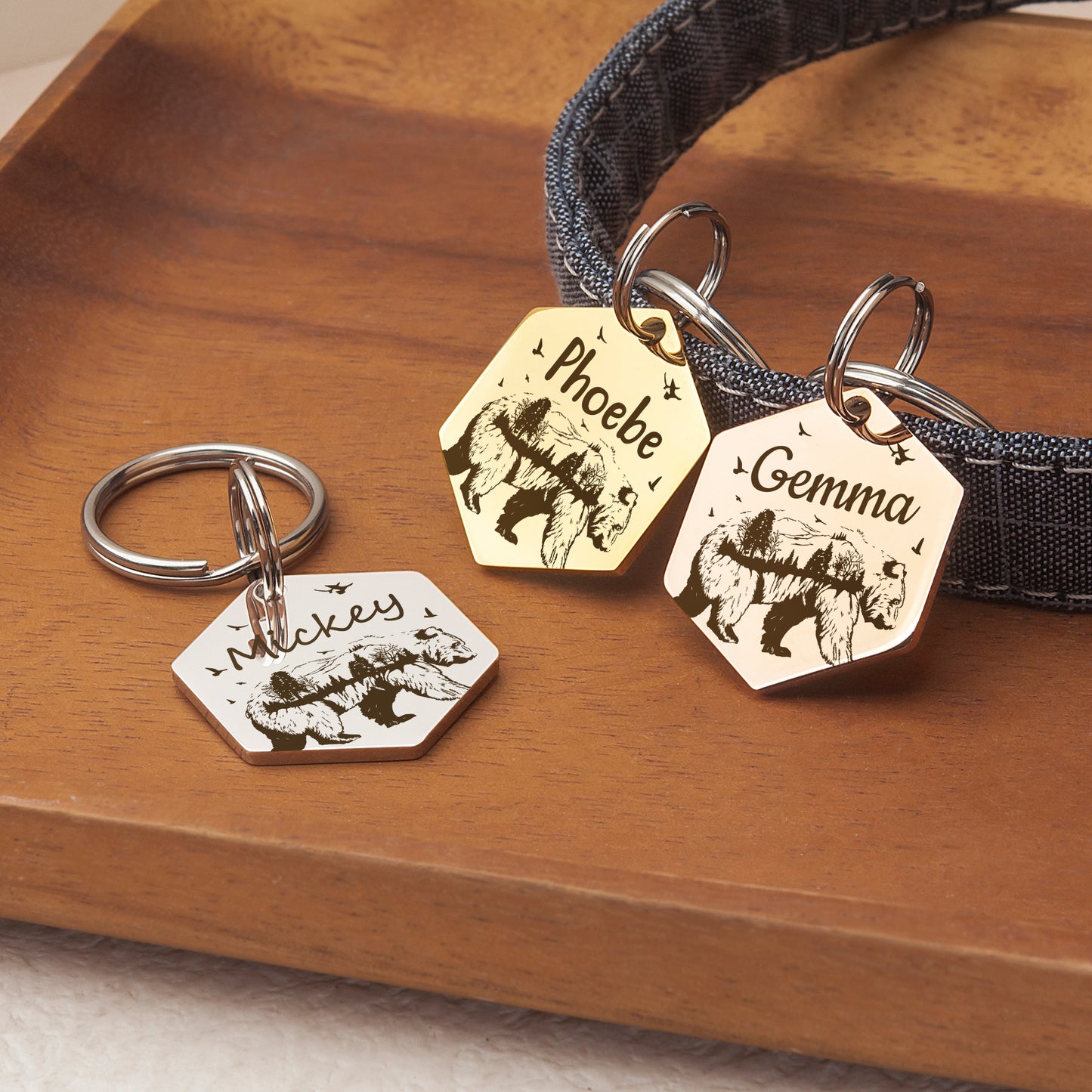 Bear and Woods Hexagon Pet ID Tag