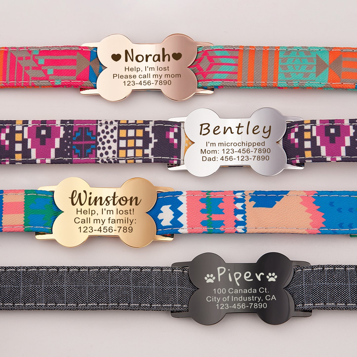 Dog Bone Stainless Steel Slide-On Pet ID Tag
