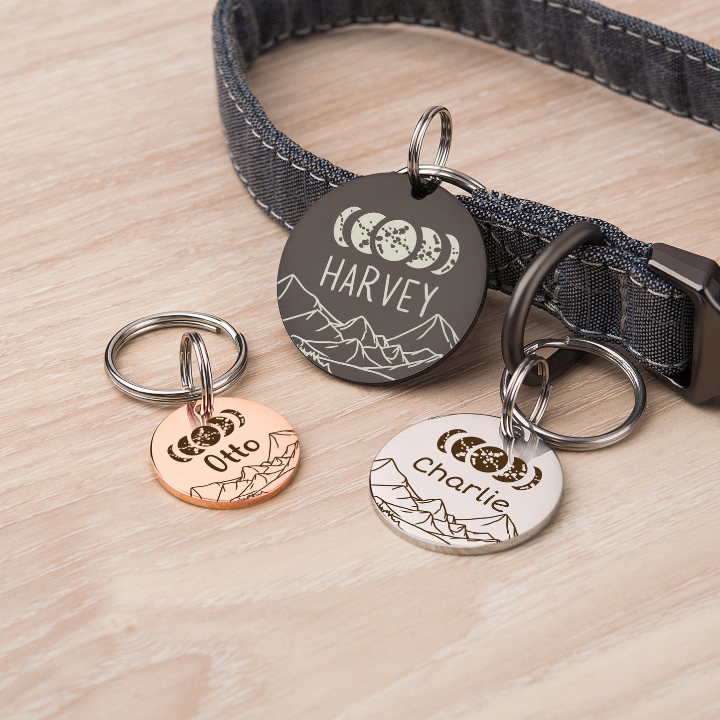 Round Moon Phase Pet ID Tag