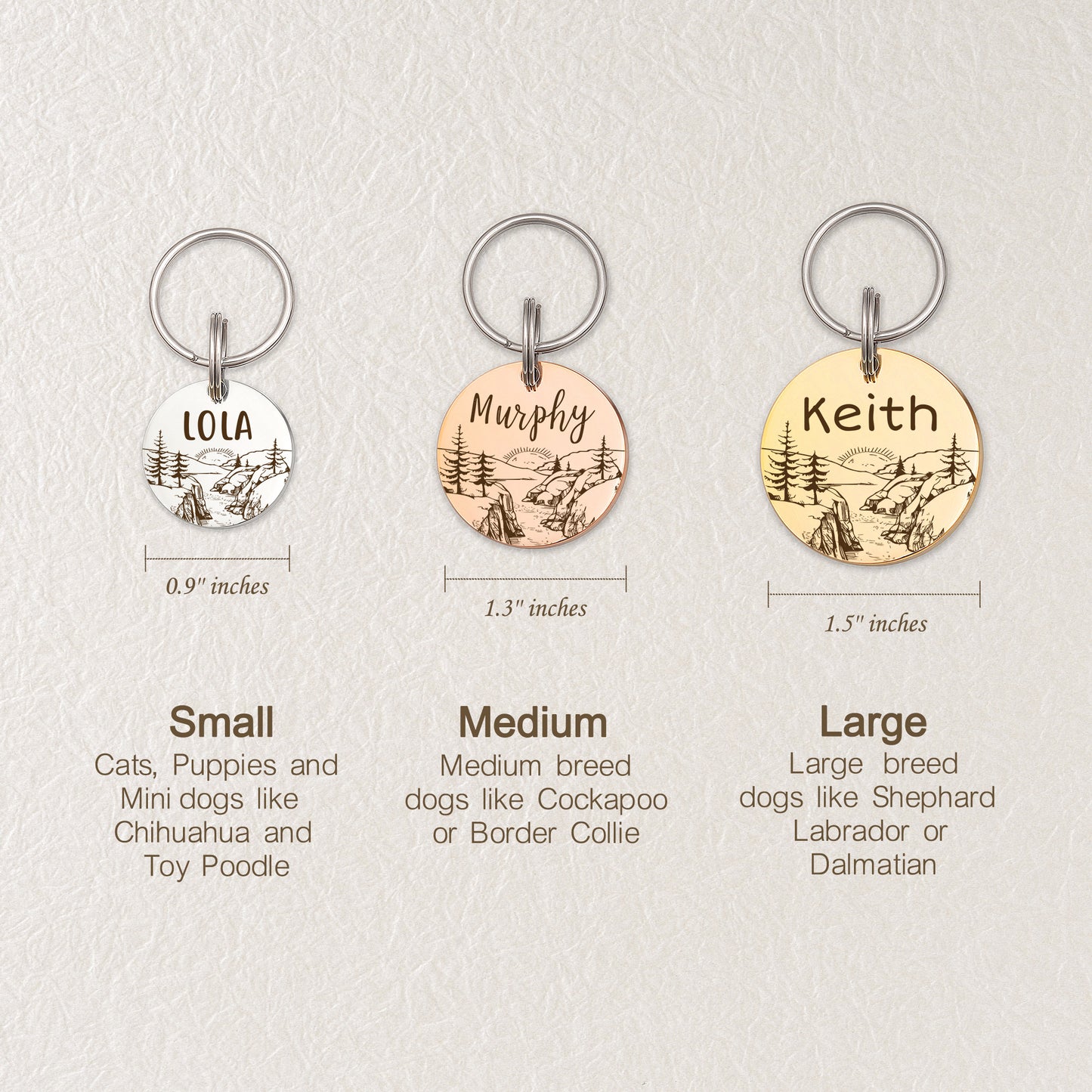 Round Mountain Sunrise Road Pet ID Dog Tag