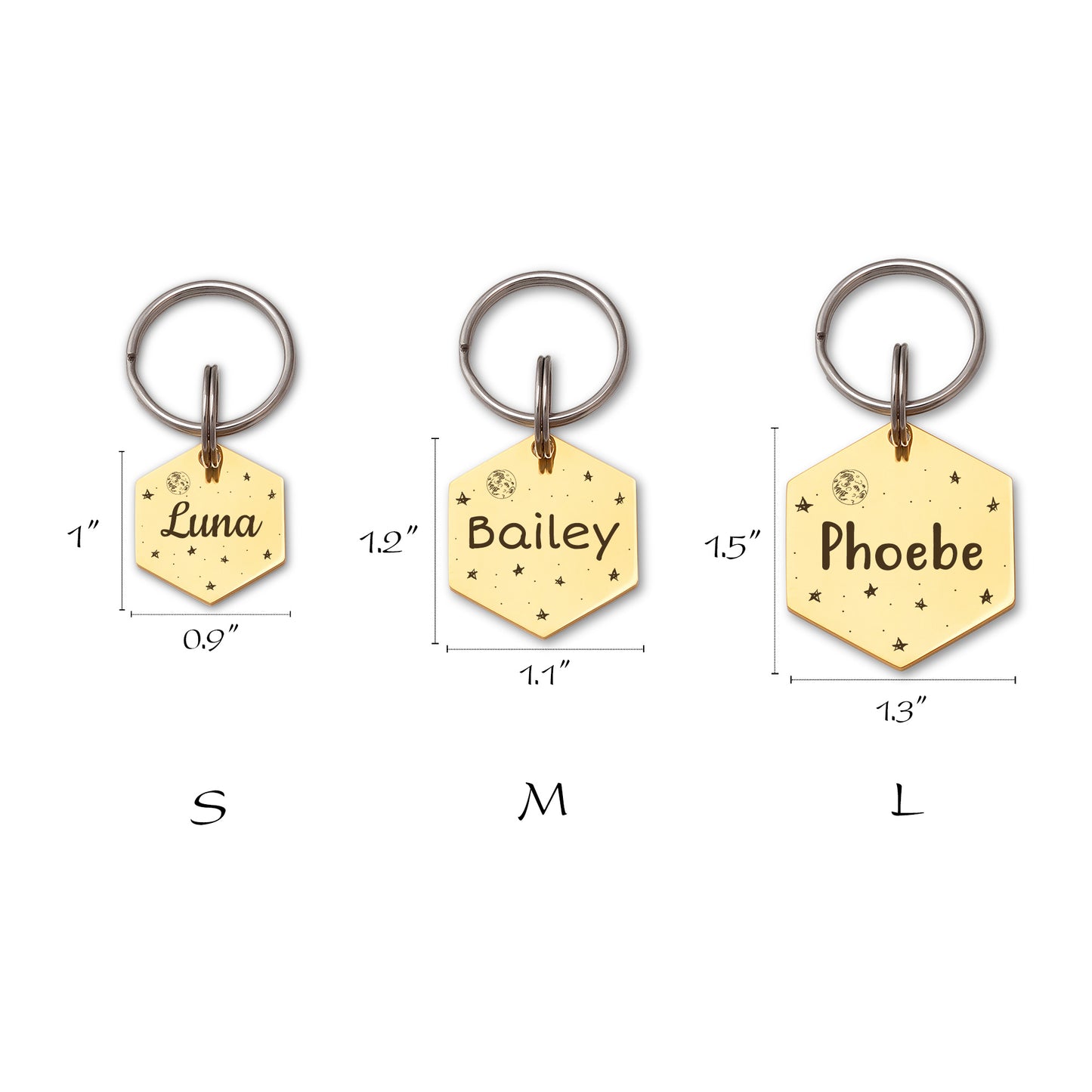 Space Hexagon Shaped Pet ID Dog Tag