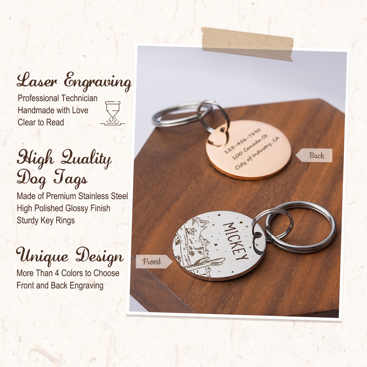 Round Desert Night Sky Pet ID Dog Tag