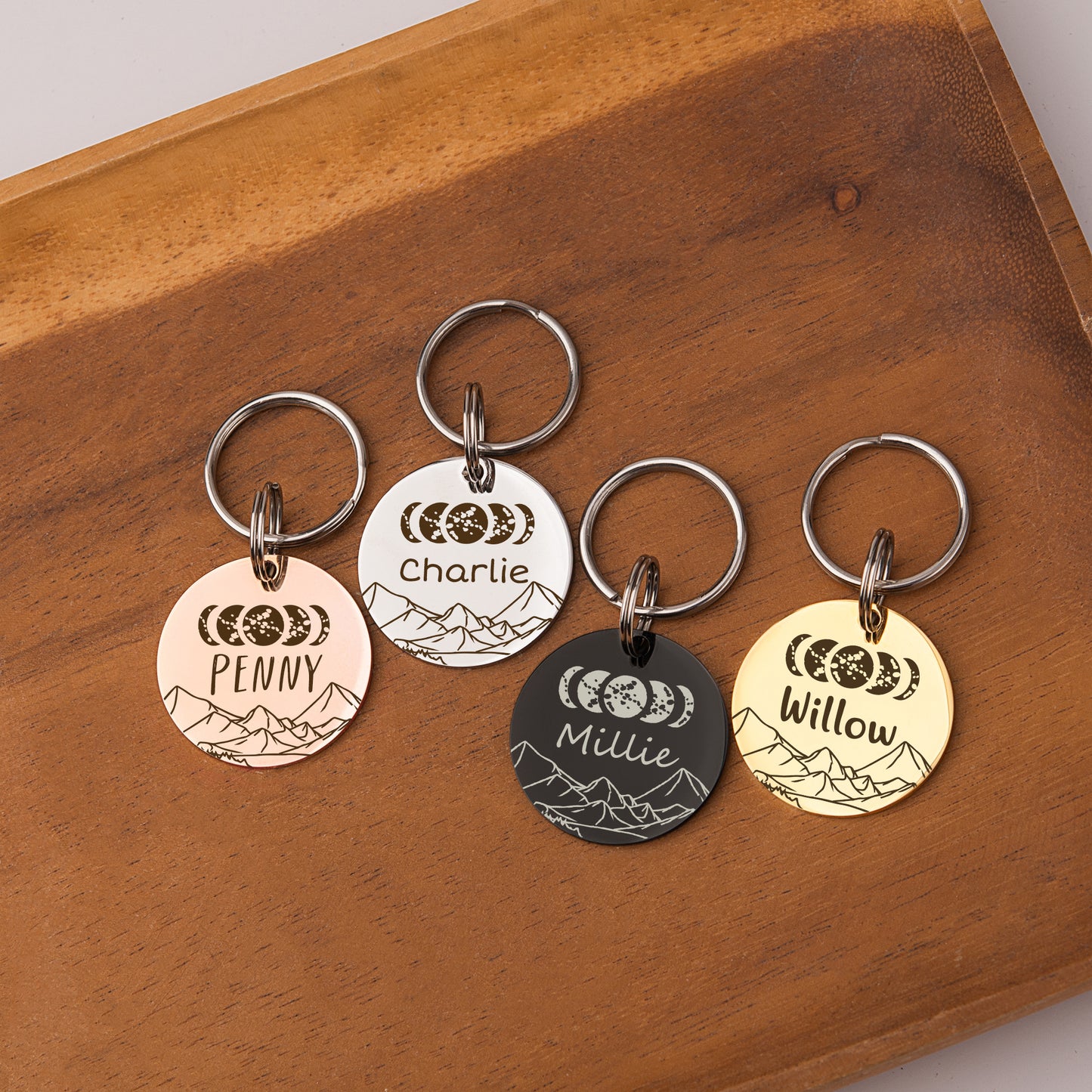 Round Moon Phase Pet ID Tag