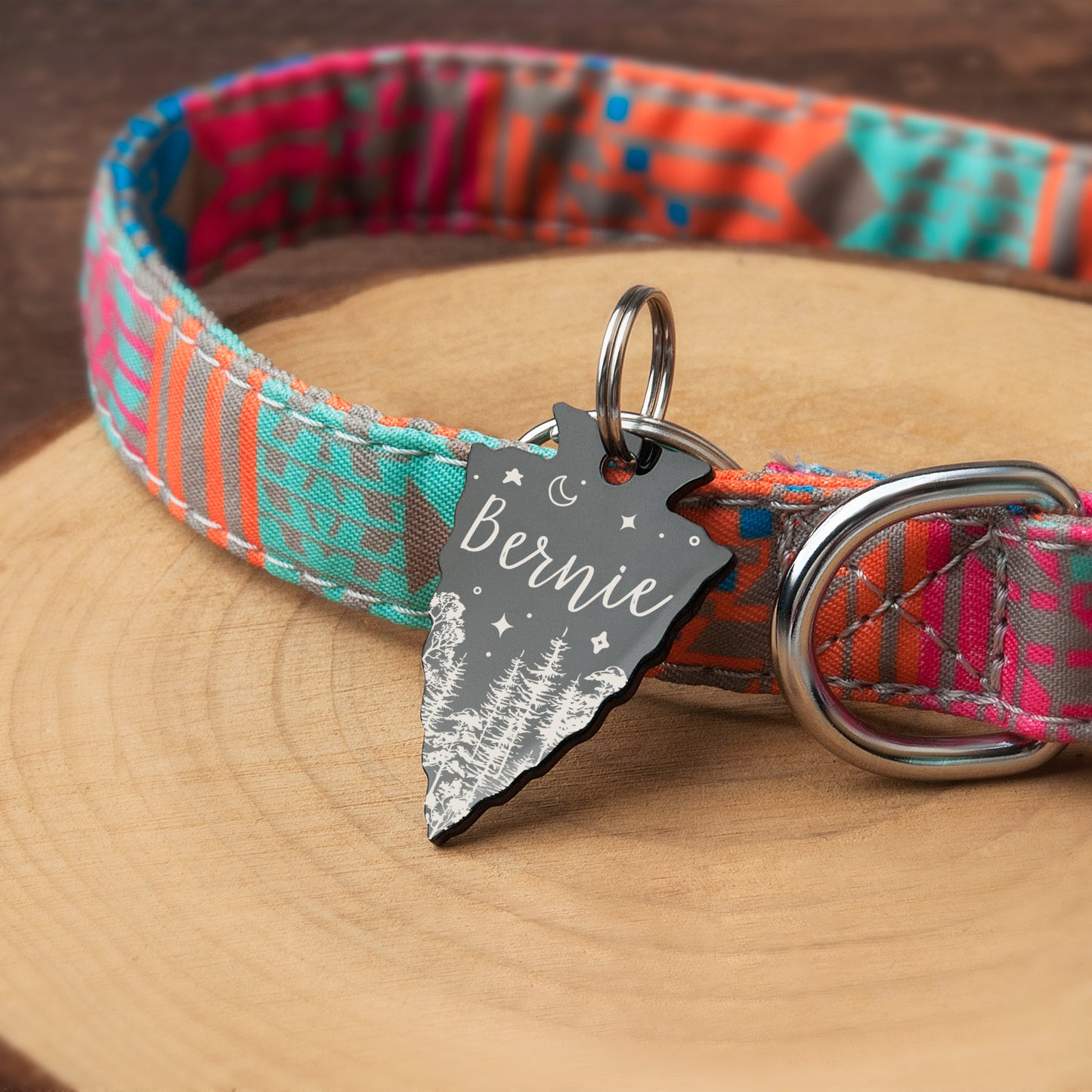 Woods and Starry Night Arrowhead Pet Tag
