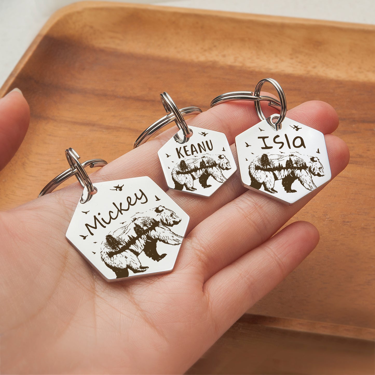 Bear and Woods Hexagon Pet ID Tag