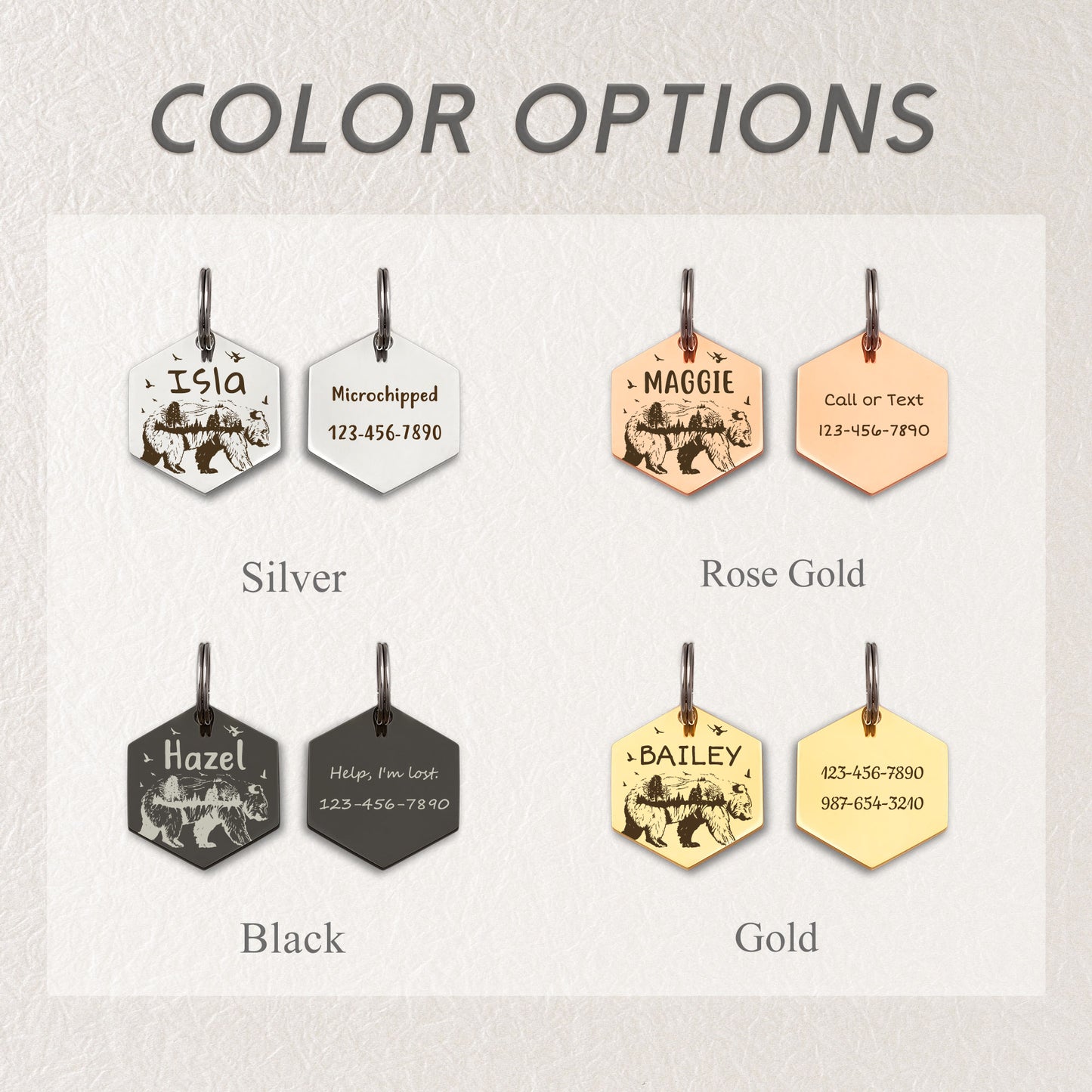 Bear and Woods Hexagon Pet ID Tag
