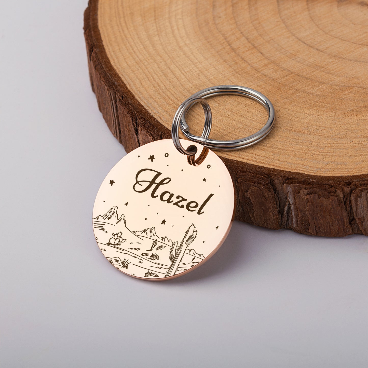 Round Desert Night Sky Pet ID Dog Tag
