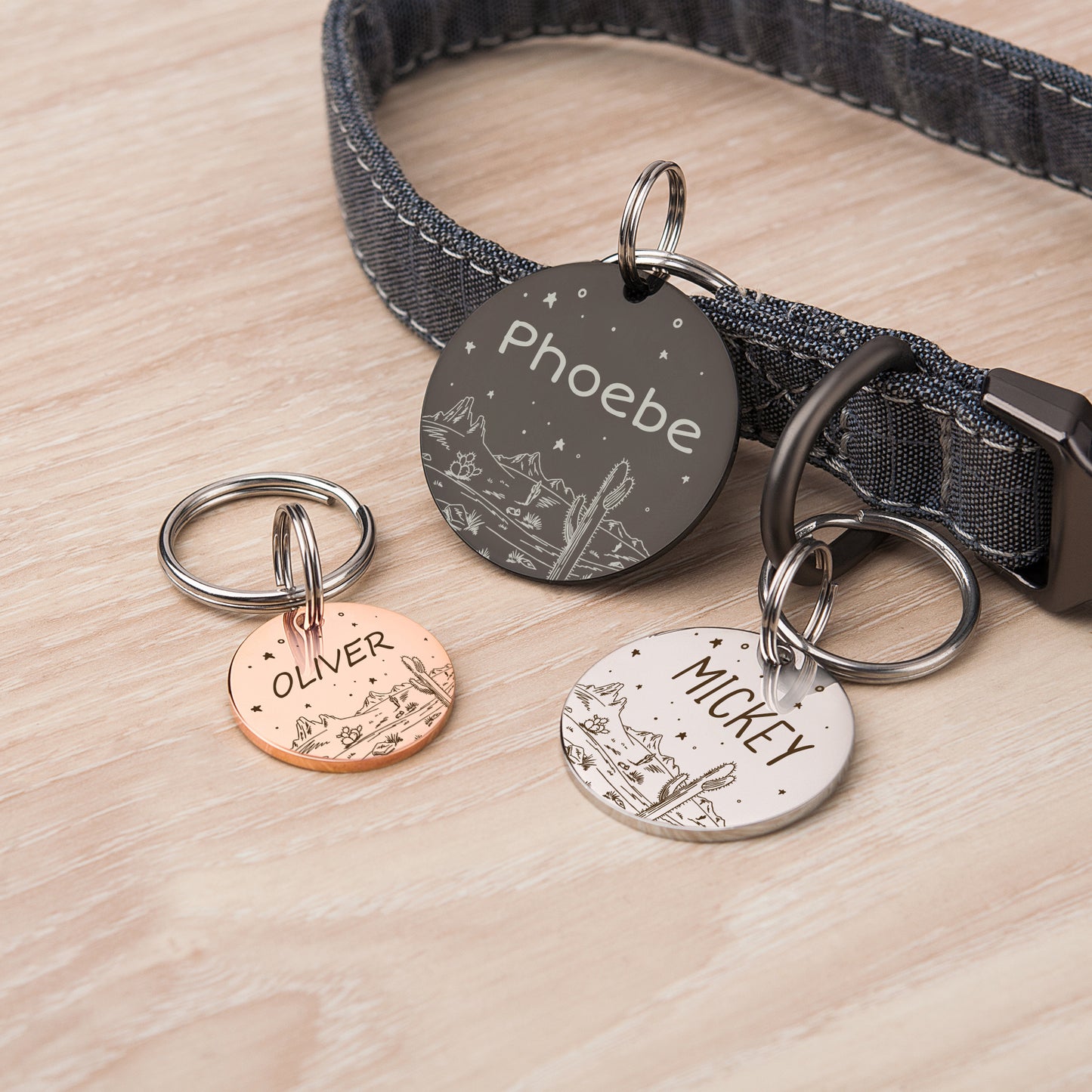 Round Desert Night Sky Pet ID Dog Tag