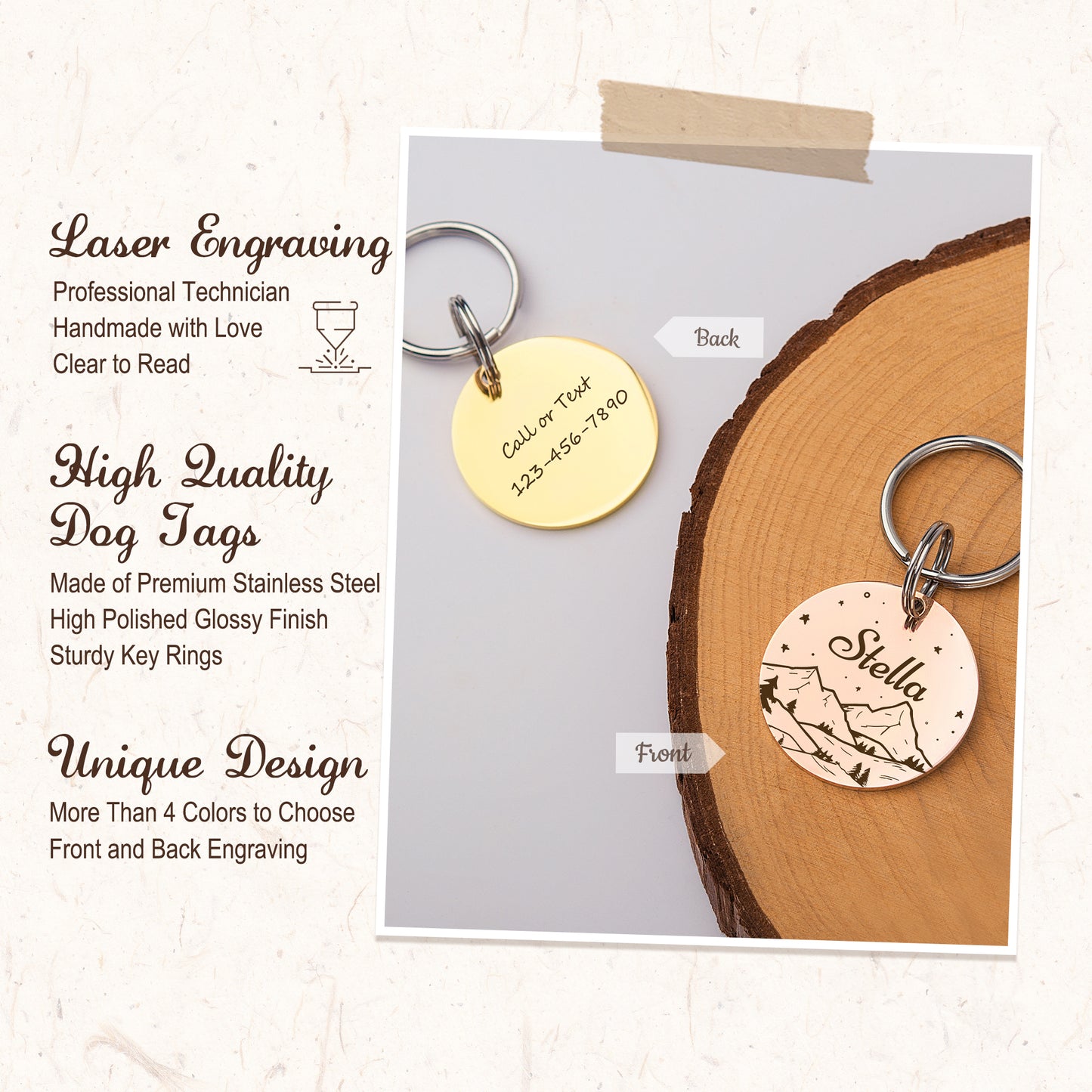 Round Mountain View Night Sky Pet ID Dog Tag