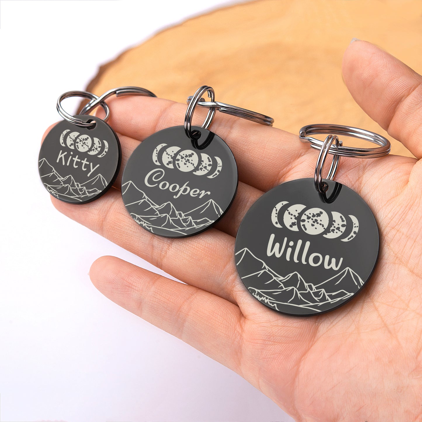 Round Moon Phase Pet ID Tag