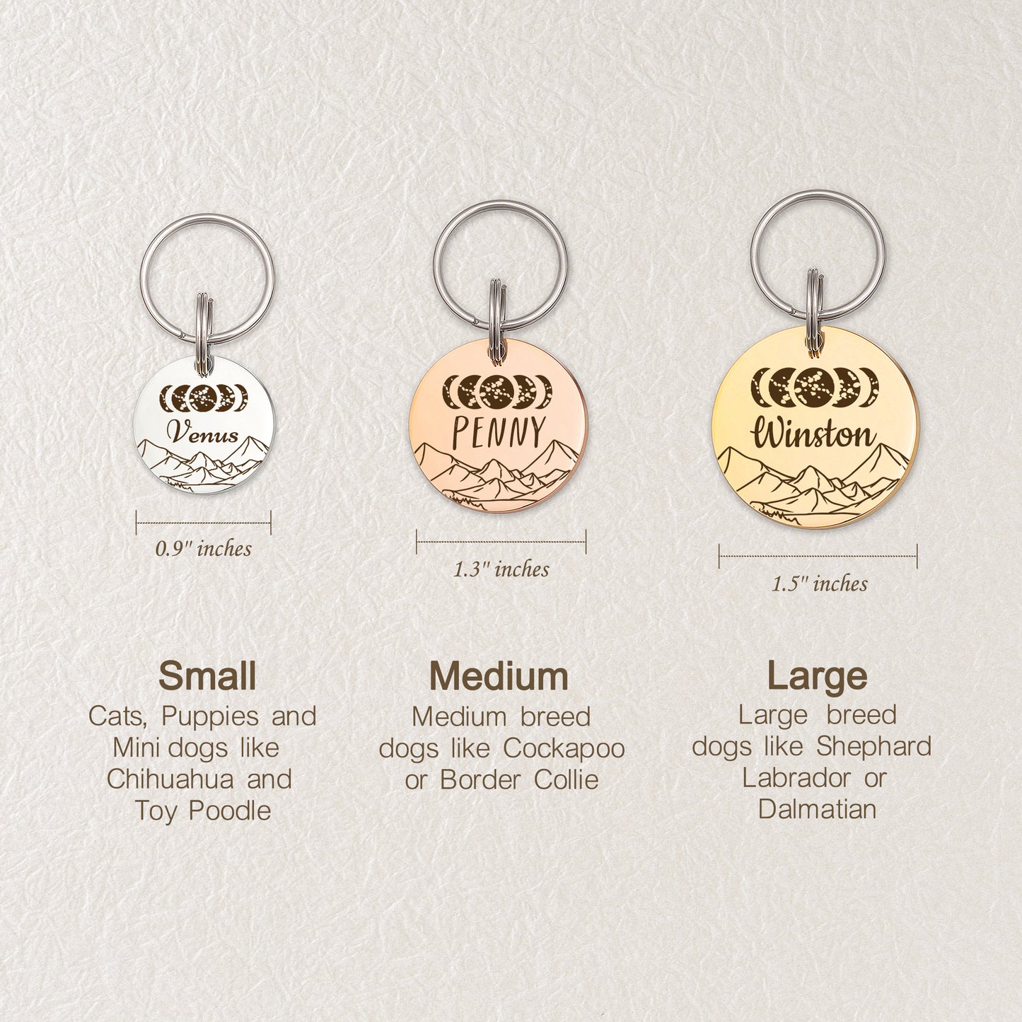 Round Moon Phase Pet ID Tag