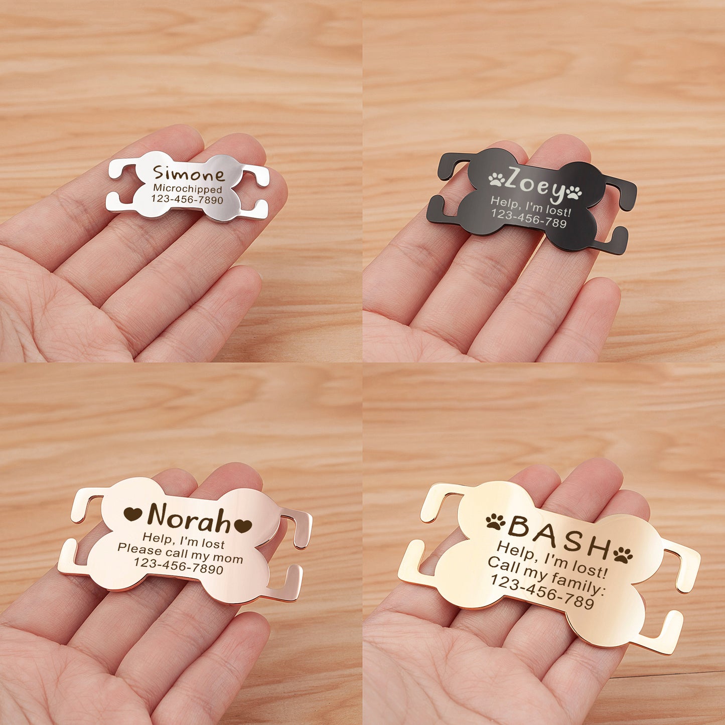 Dog Bone Stainless Steel Slide-On Pet ID Tag