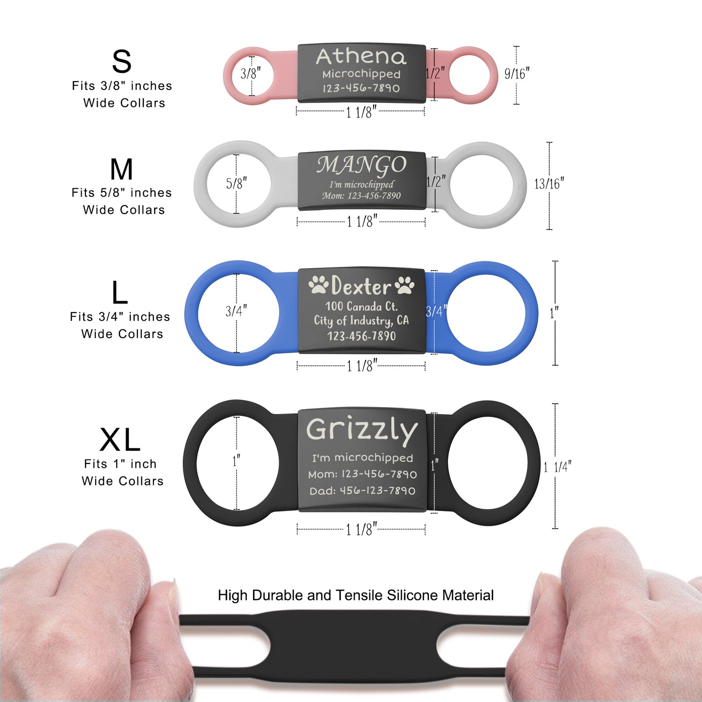 Custom Black Slide-On Pet ID Dog Tag