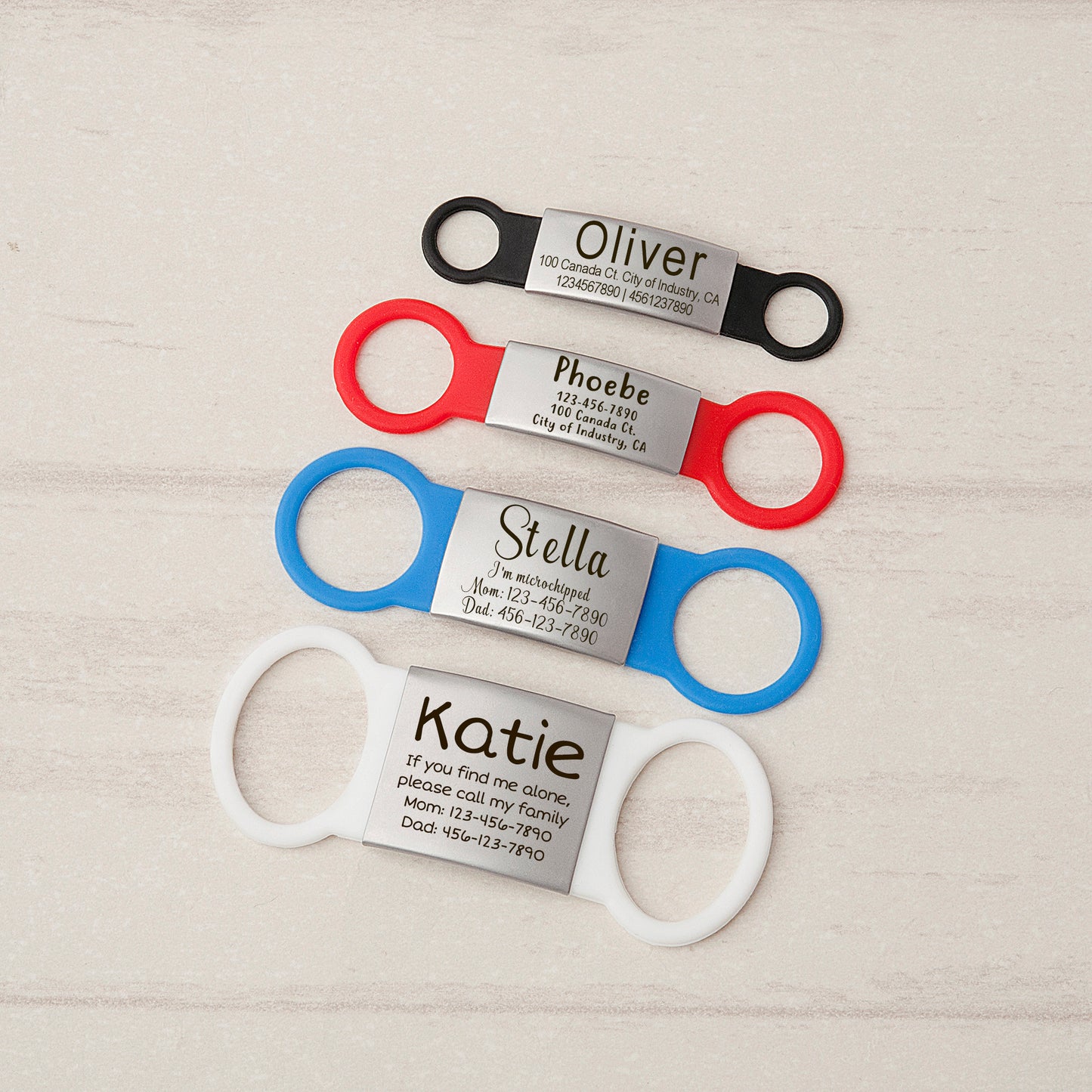 Personalized Silicon Slide-On Silent Pet ID Name Tag