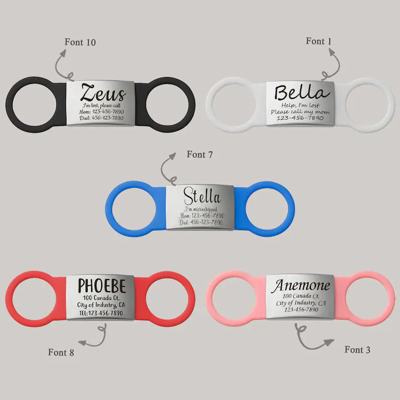 Personalized Silicon Slide-On Silent Pet ID Name Tag
