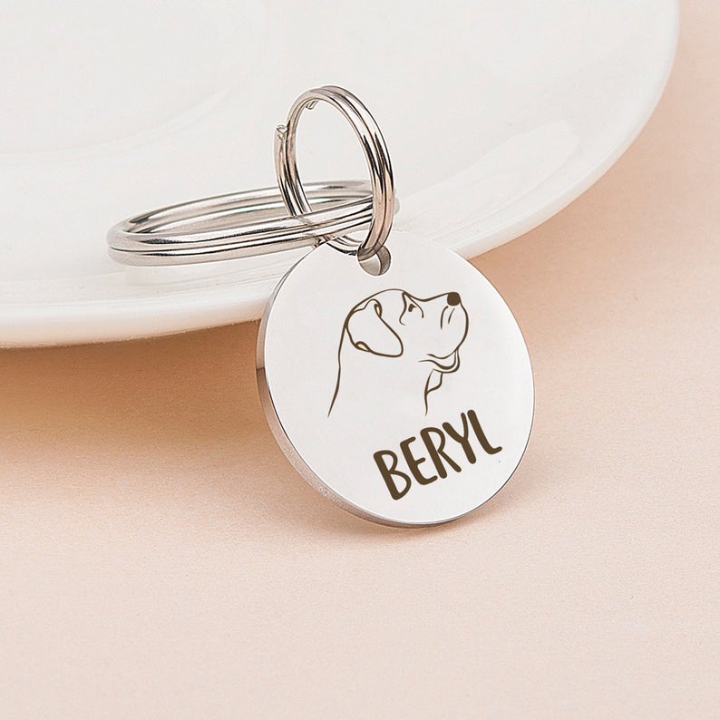 Round Dog Breed Icon Pet ID Dog Tag