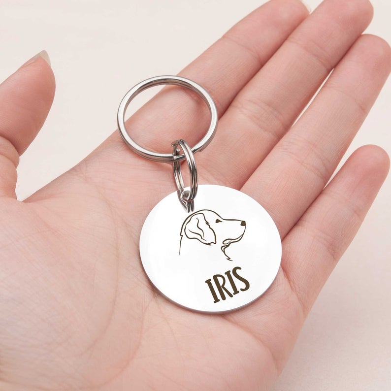 Round Dog Breed Icon Pet ID Dog Tag