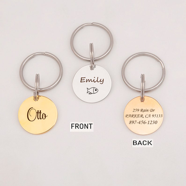 Round Name and Number Pet ID Dog Tag