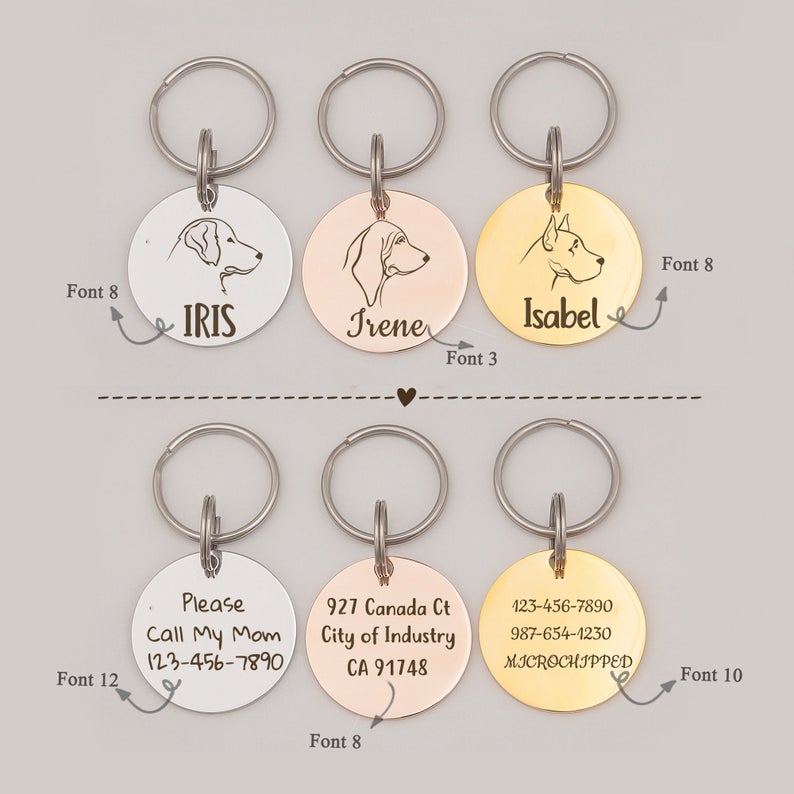 Round Dog Breed Icon Pet ID Dog Tag