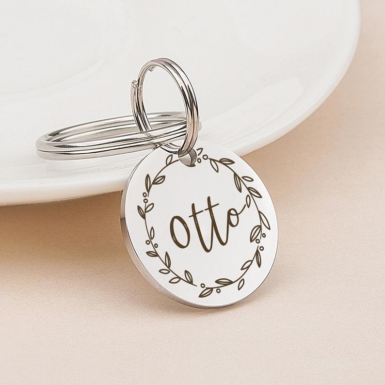 Round Shaped Name & Frame Pet ID Dog Tag