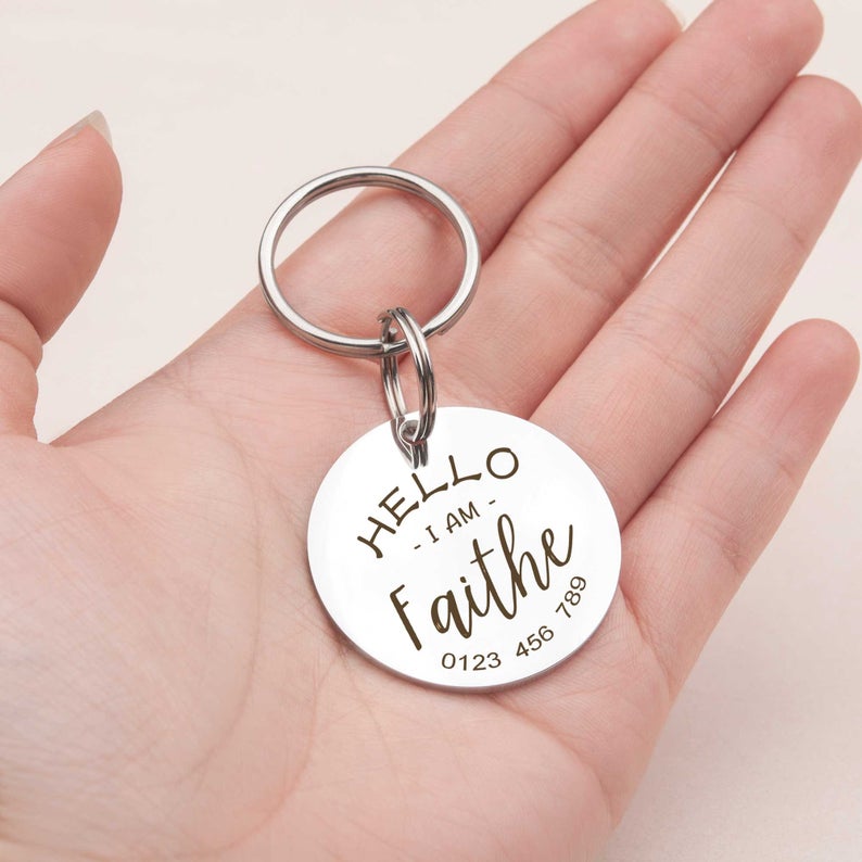 Round Hello I am .. Pet ID Dog Tag