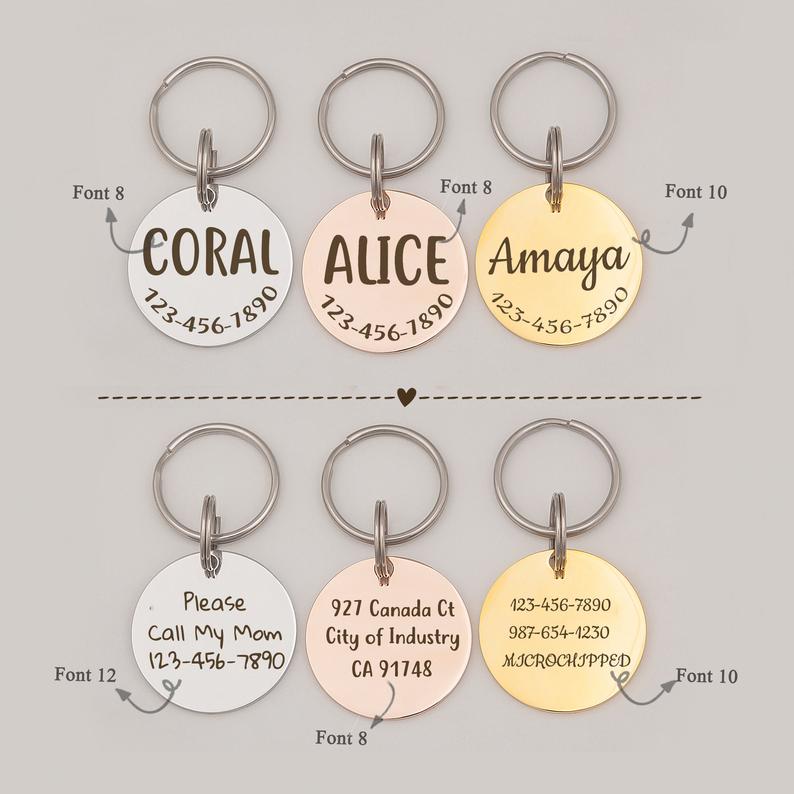 Round Name and Phone Number Pet ID Tag