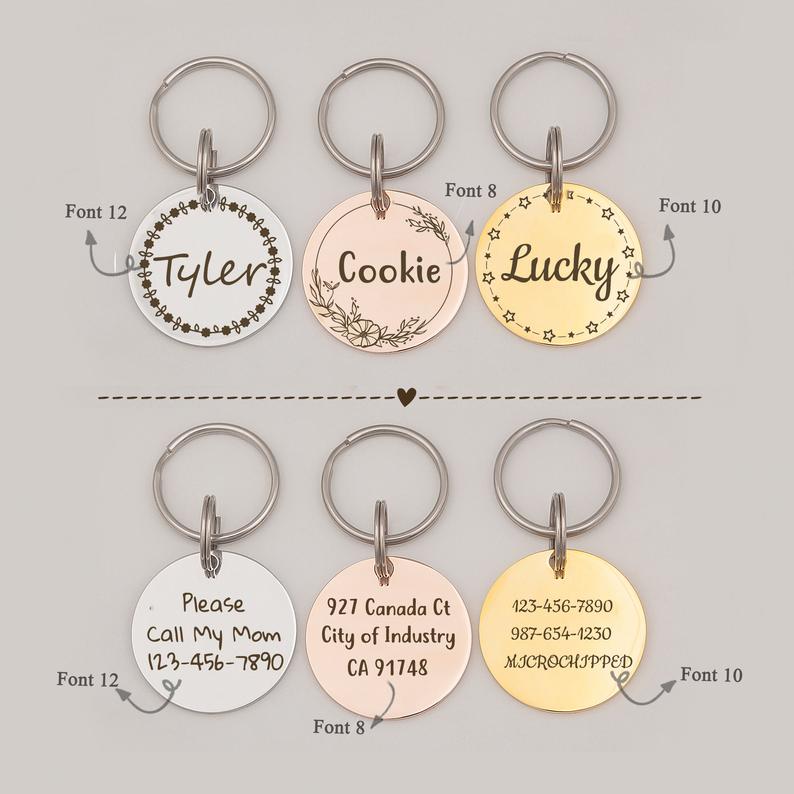 Round Shaped Name & Frame Pet ID Dog Tag