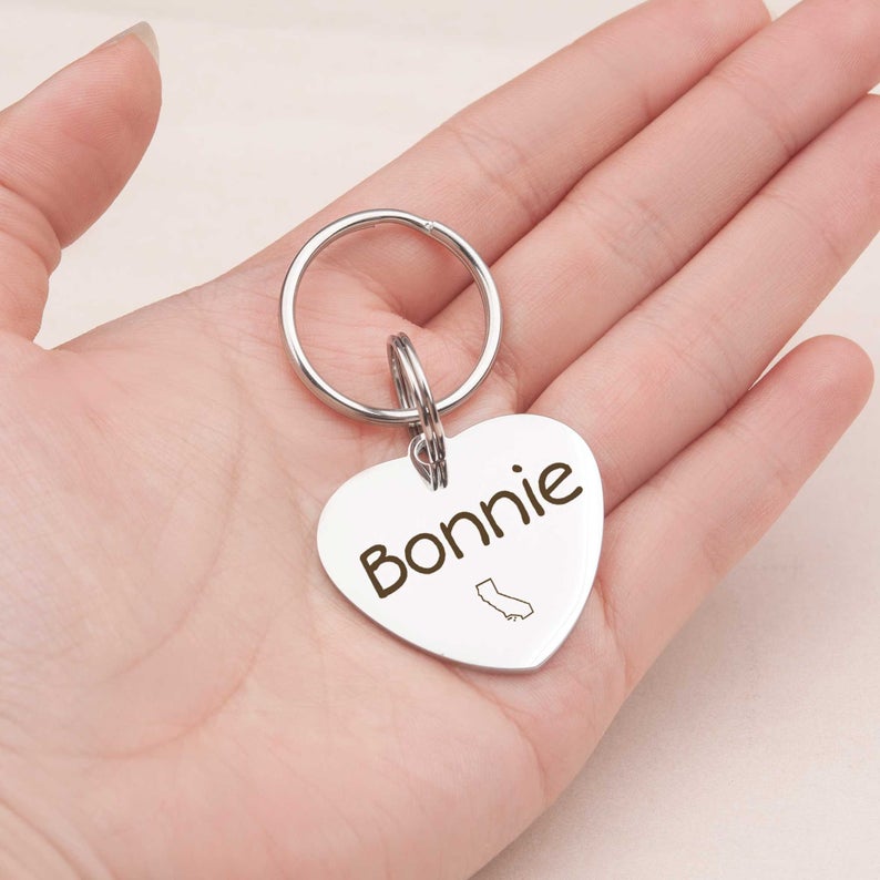 Heart Name and State Icon Pet ID Tag