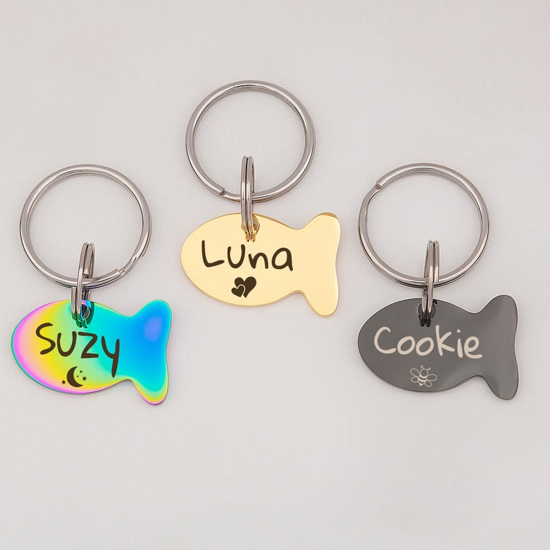 Fish Shaped Name and Icon Pet ID Tag