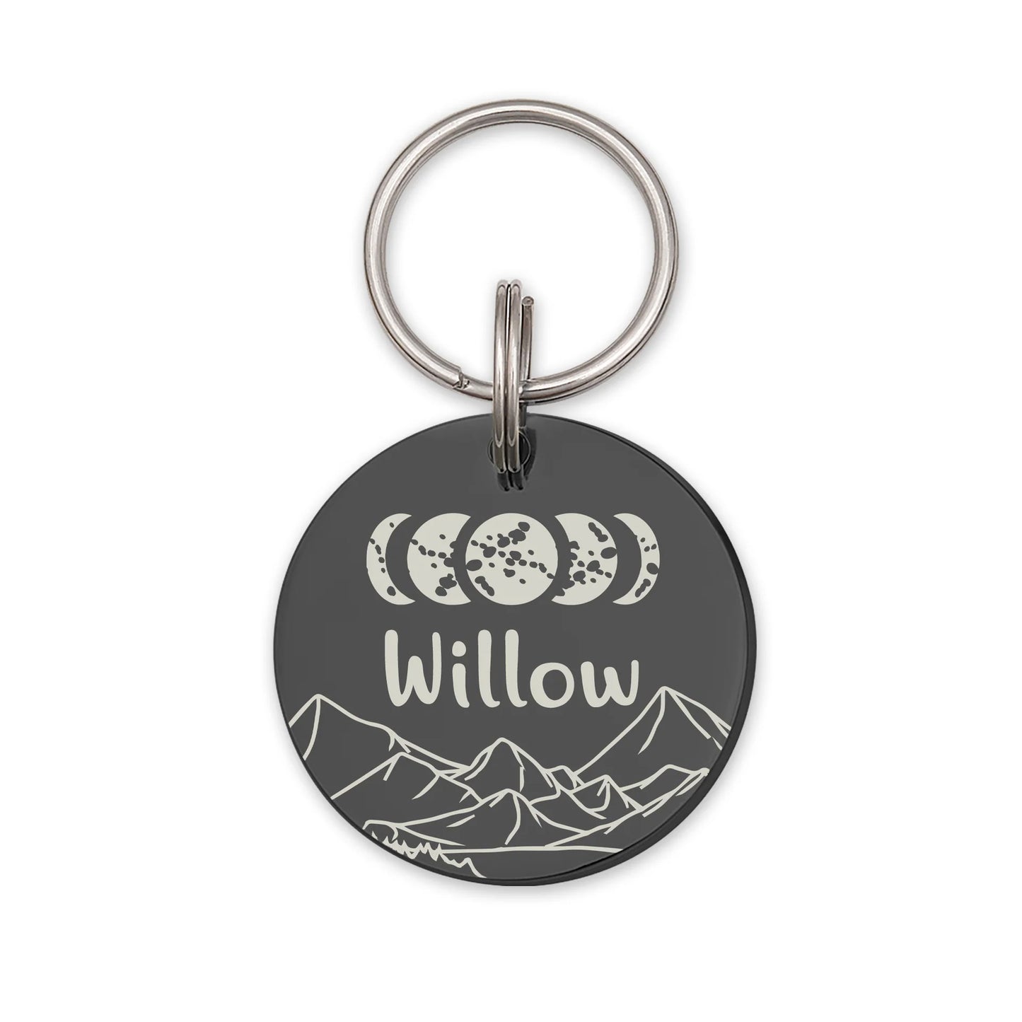 Round Moon Phase Pet ID Tag
