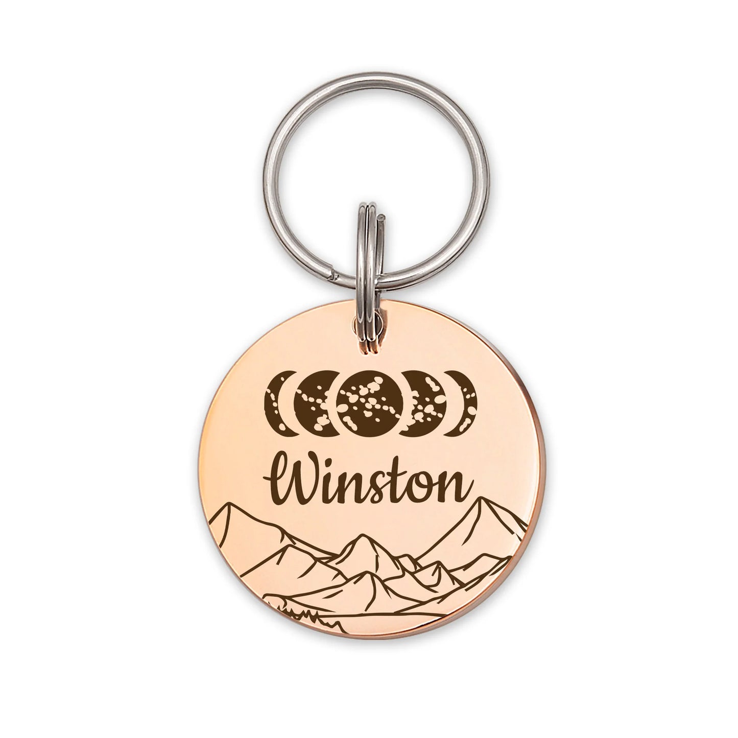 Round Moon Phase Pet ID Tag
