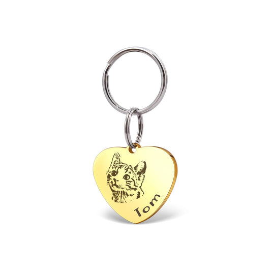 Pet Portrait Heart Pet ID Tag