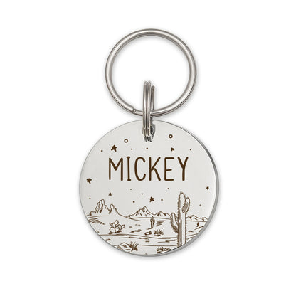 Round Desert Night Sky Pet ID Dog Tag