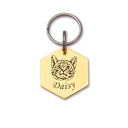 Pet Portrait Hexagon Pet ID Dog Tag