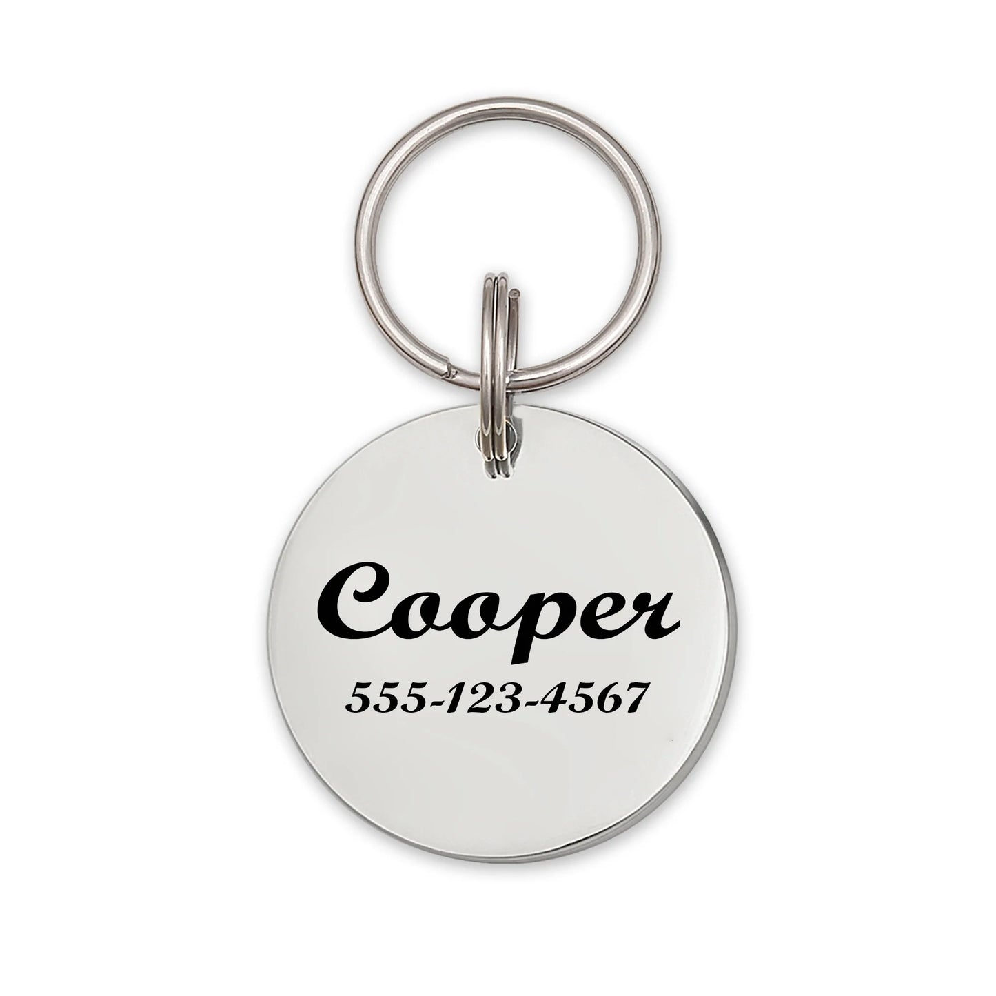 Round Name and Number Pet ID Dog Tag