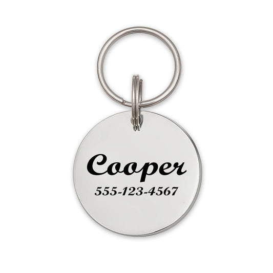Round Name and Number Pet ID Dog Tag
